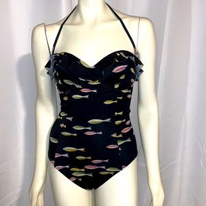 Victoria's Secret Black Fish Print One Piece Swimsuit